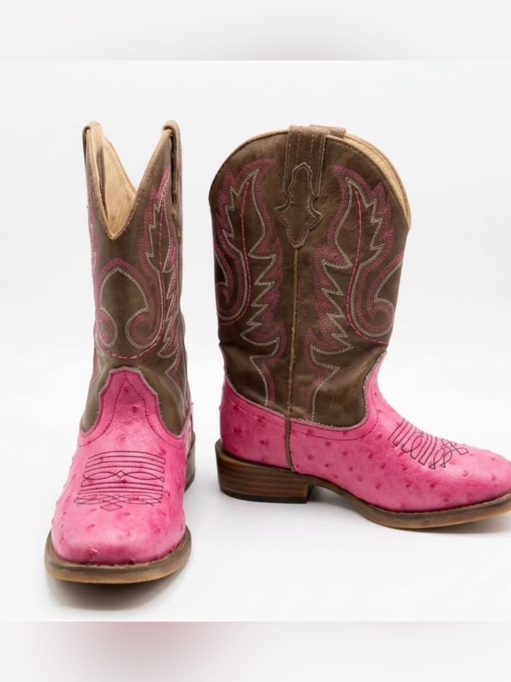 Roper Kids Pink and Brown Western Cowboy Boots. Size 3
